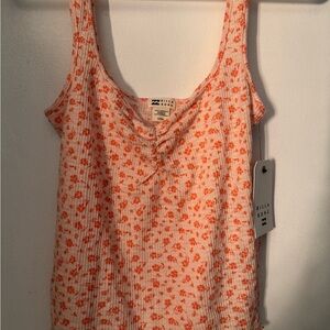Billabong Cropped Orange Ruched Sleeveless Tank Top